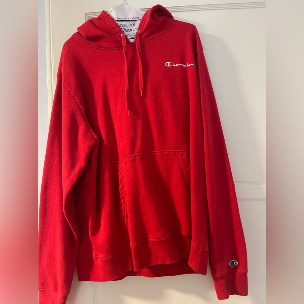 Red Champion hoodie large oversized